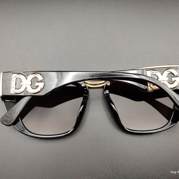 Dolce & Gabbana Women's Sunglasses in Dark Brown with Gold Trim - Picture 4 of 4